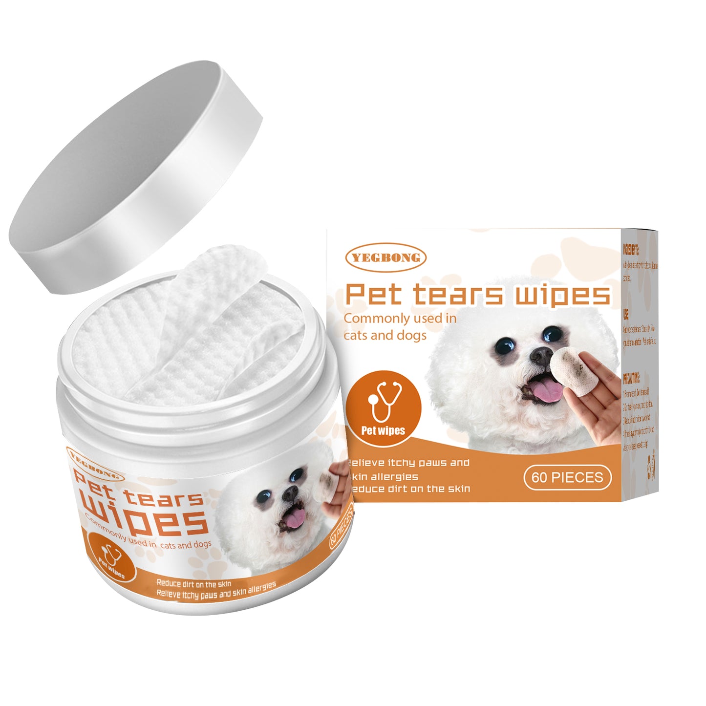 Gentle Pet Eye Cleaning Wipes for Dogs and Cats - Tear Stain and Dirt Removal
