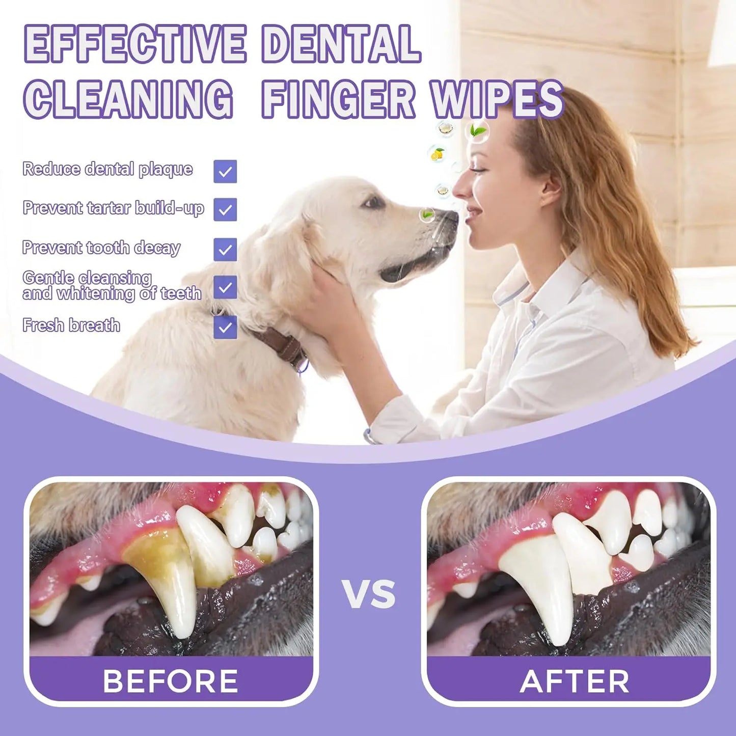 PetSmile Dental Finger Wipes: Easy Teeth Cleaning for Dogs & Cats