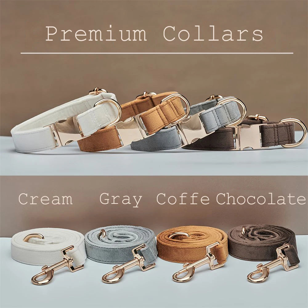 Velvet Dog Collar & Leash Set