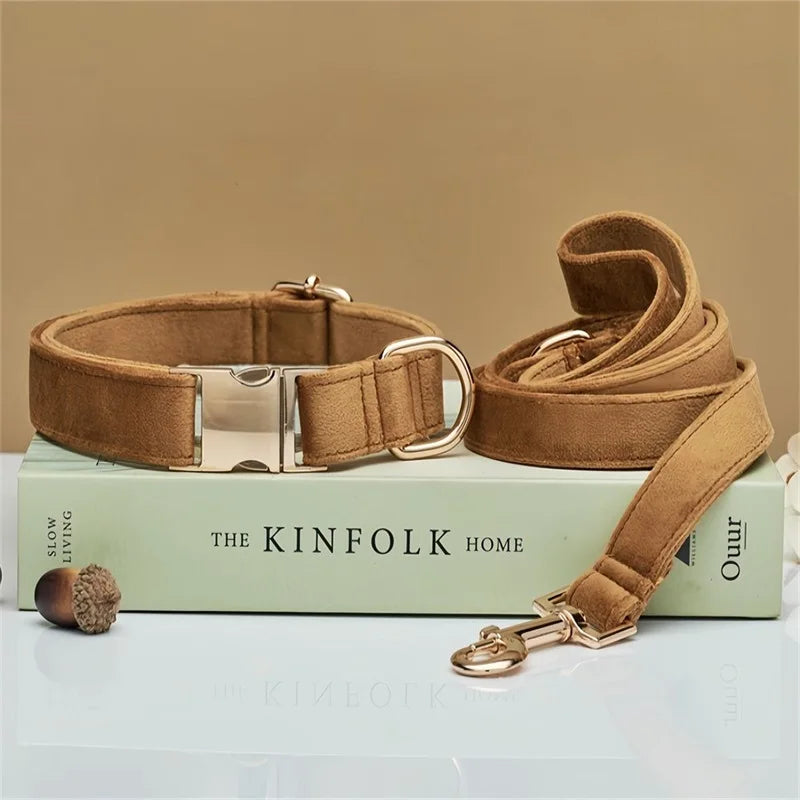 Velvet Dog Collar & Leash Set