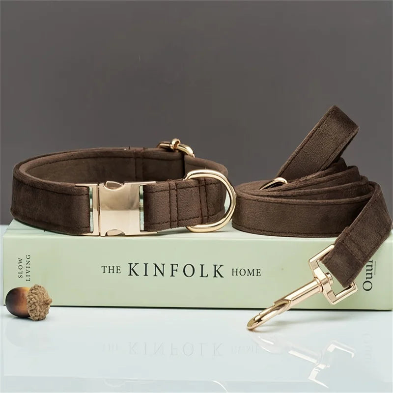 Velvet Dog Collar & Leash Set