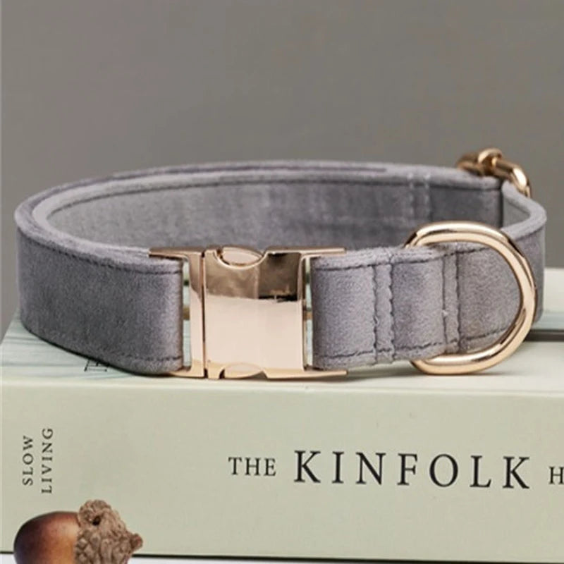 Velvet Dog Collar & Leash Set