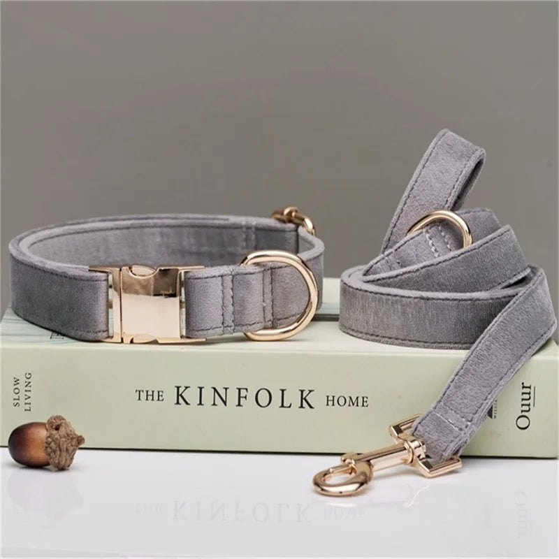 Velvet Dog Collar & Leash Set