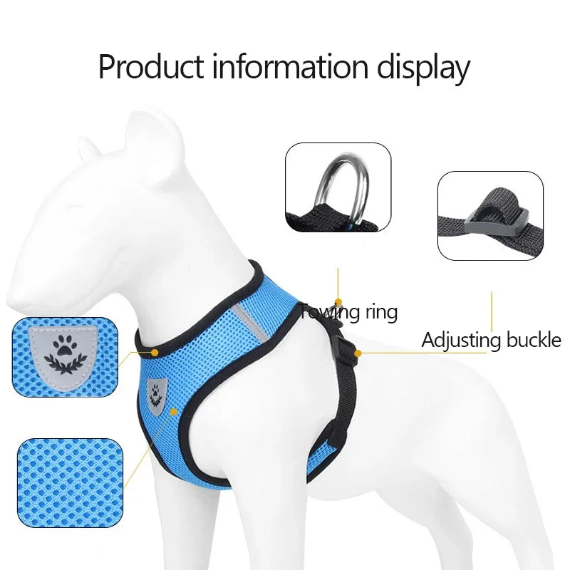 Adjustable Mesh Harness Vest with Leash